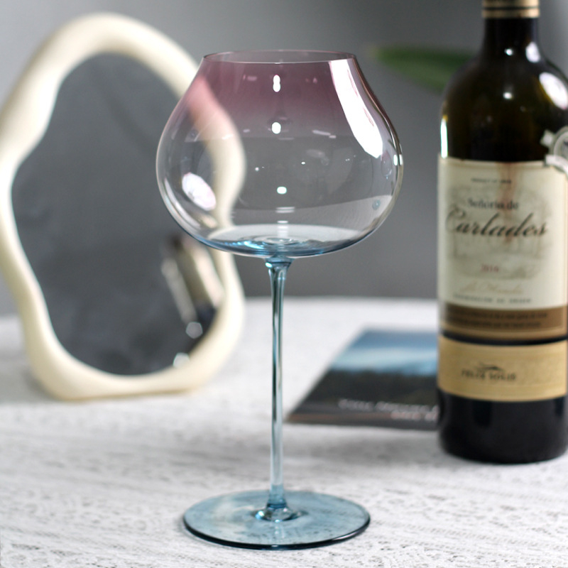 Pahar de vin roșu din cristal, cu senzație premium, picior înalt, cu gradient de culoare, pentru uz casnic, pahar creativ de șampanie