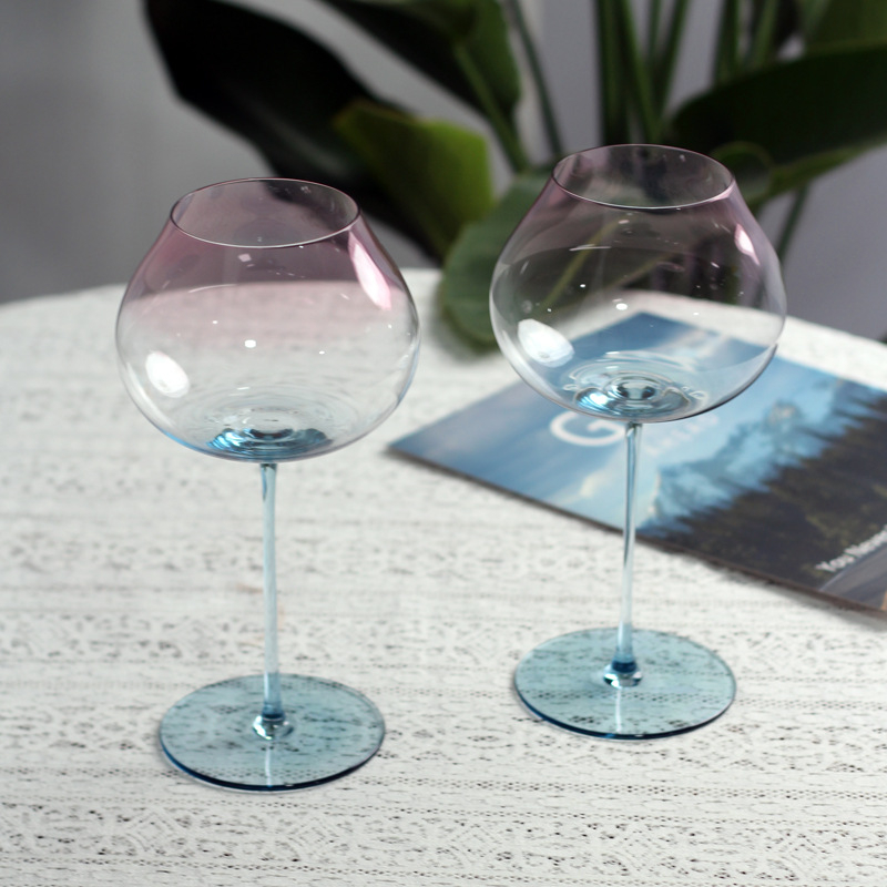 Pahar de vin roșu din cristal, cu senzație premium, picior înalt, cu gradient de culoare, pentru uz casnic, pahar creativ de șampanie
