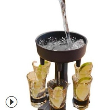 Dispenser de vin cu suport pentru șase pahare