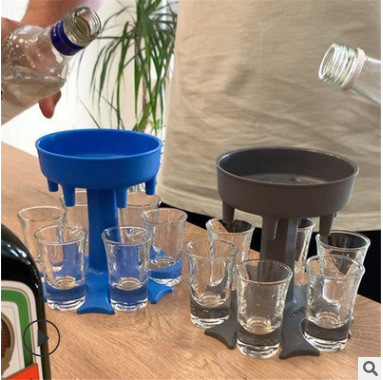 Dispenser de vin cu suport pentru șase pahare