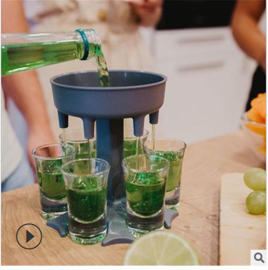 Dispenser de vin cu suport pentru șase pahare