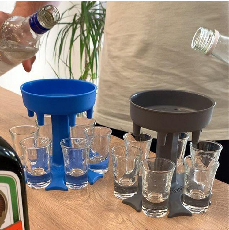 Dispenser de vin cu suport pentru șase pahare