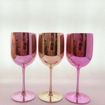 Pahar de vin Bordeaux din plastic, colorat, cu tija electroplacată, 401–500 ml