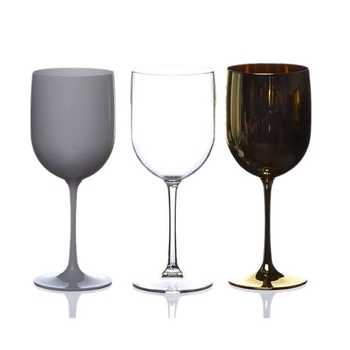 Pahar de vin Bordeaux din plastic, colorat, cu tija electroplacată, 401–500 ml