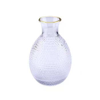 Set de sake în stil japonez, cu model ciocan, sticlă transparentă cu margine aurie, vas încălzitor și recipient pentru încălzire, 1–2 pahare mici, cutie cadou