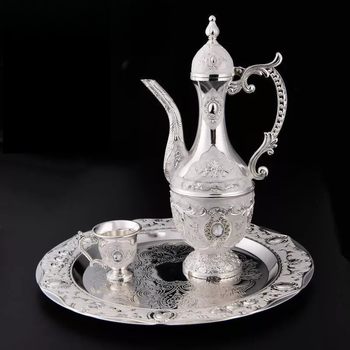 Set de băut din opt piese cu cană de argint pentru vin și pahare mici, stil clasic chinezesc, pentru uz casnic și cadou decorativ