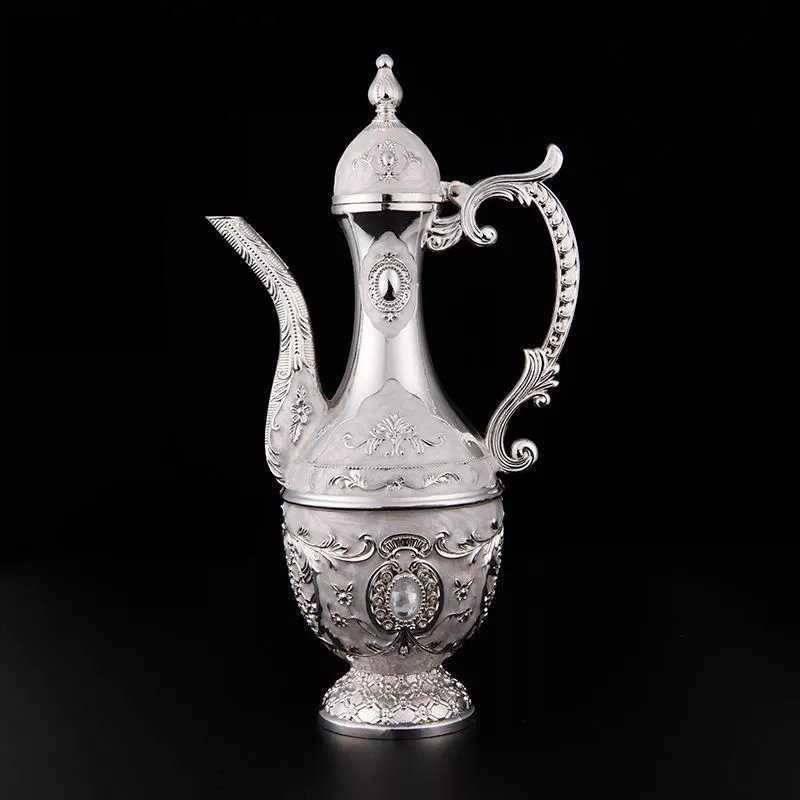 Set de băut din opt piese cu cană de argint pentru vin și pahare mici, stil clasic chinezesc, pentru uz casnic și cadou decorativ