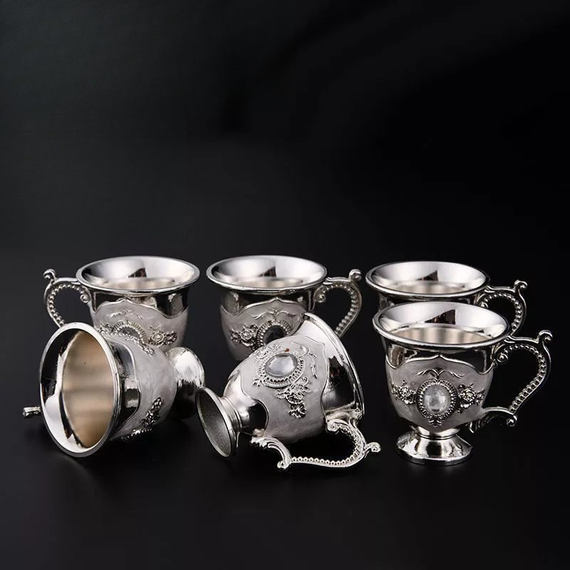 Set de băut din opt piese cu cană de argint pentru vin și pahare mici, stil clasic chinezesc, pentru uz casnic și cadou decorativ