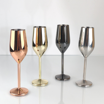 Pahar de șampanie din oțel inoxidabil 304, cu tulpă înaltă, formă de tambur, rezistent la căderi, pahar metalic pentru cocktail, uz casnic