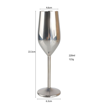 Pahar de șampanie din oțel inoxidabil 304, cu tulpă înaltă, formă de tambur, rezistent la căderi, pahar metalic pentru cocktail, uz casnic