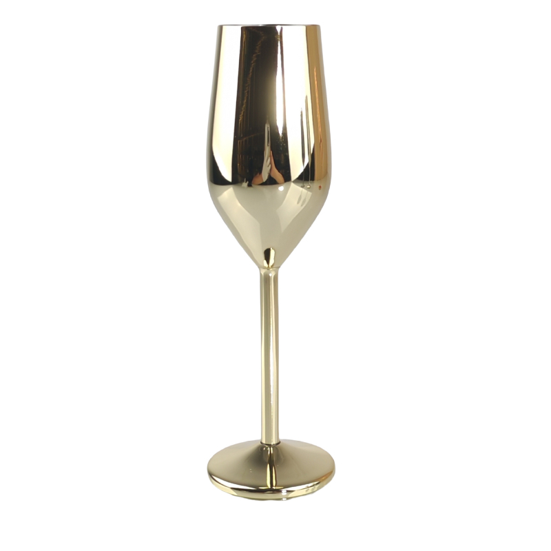Pahar de șampanie din oțel inoxidabil 304, cu tulpă înaltă, formă de tambur, rezistent la căderi, pahar metalic pentru cocktail, uz casnic