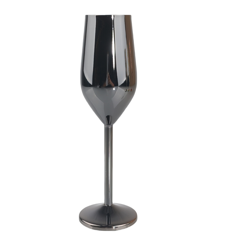 Pahar de șampanie din oțel inoxidabil 304, cu tulpă înaltă, formă de tambur, rezistent la căderi, pahar metalic pentru cocktail, uz casnic