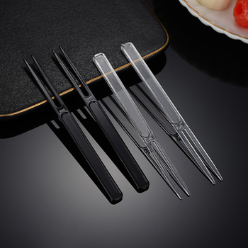 Furculițe de fructe din plastic, de unică folosință, transparente negre, ambalate individual, grad alimentar, 1000 bucăți