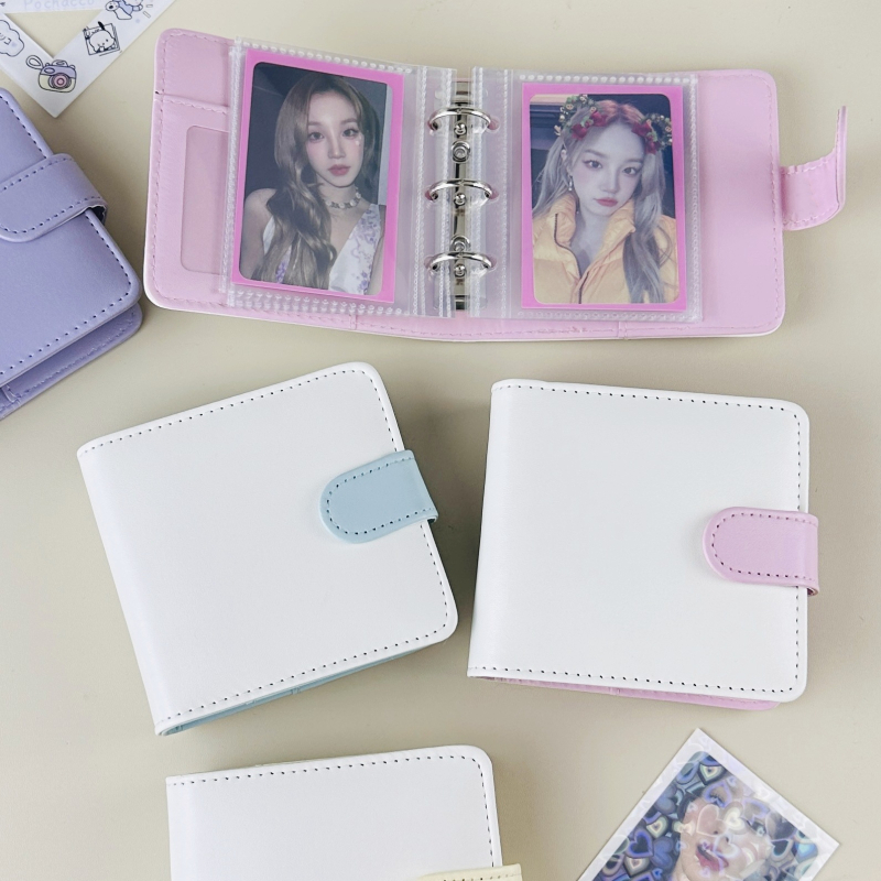 Album mini pentru carduri de 3 inch, cu o singură grilă, pentru fanii idolilor, mic album foto cu nasture magnetic și foi detașabile