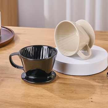 Filtru de cafea din porțelan pentru infuzie manuală, formă fan 102, filtru picurător cu trei găuri, pentru birou