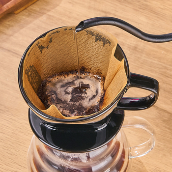 Filtru de cafea din porțelan pentru infuzie manuală, formă fan 102, filtru picurător cu trei găuri, pentru birou