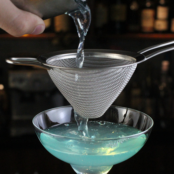 Filtru de cocktail în stil japonez, cu două straturi, conic, cu plasă rotundă și lingură filtrantă