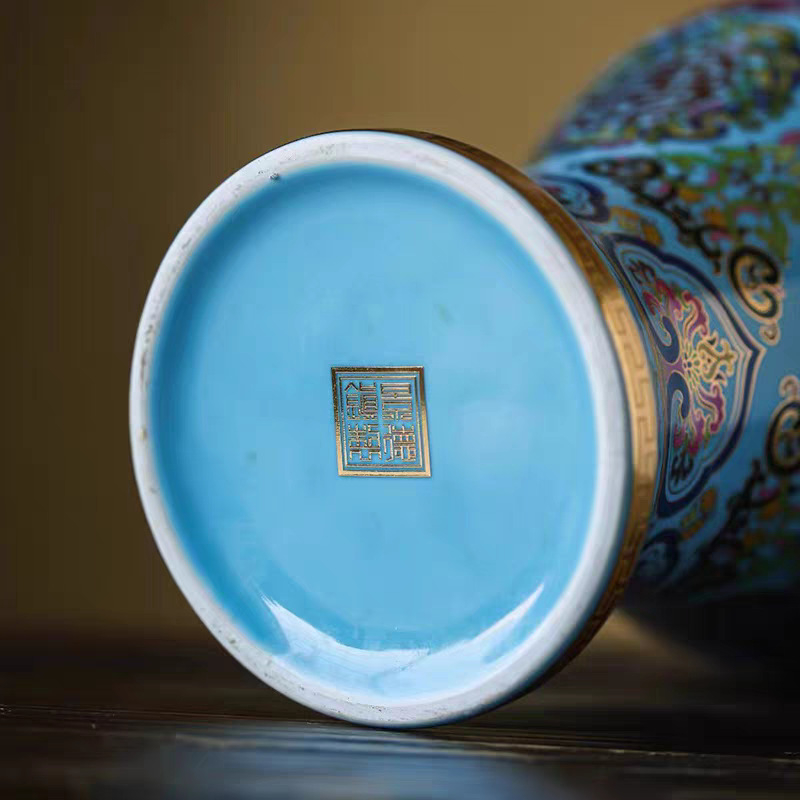 Vas de vin din porțelan Jingdezhen, cloisonné emailat, decor pentru casă