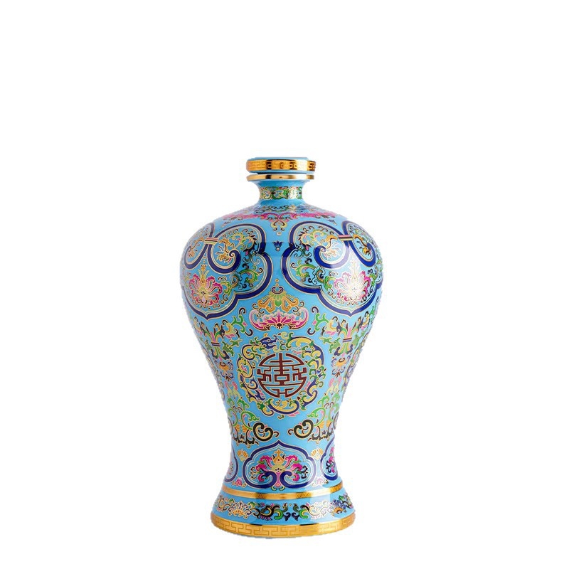 Vas de vin din porțelan Jingdezhen, cloisonné emailat, decor pentru casă