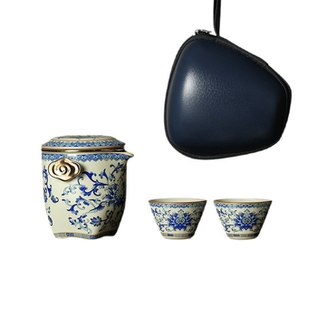 Set premium de ceai ceramic pentru călătorii, cu ceainic și cești, stil Kung Fu, portabil