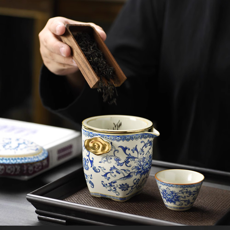 Set premium de ceai ceramic pentru călătorii, cu ceainic și cești, stil Kung Fu, portabil