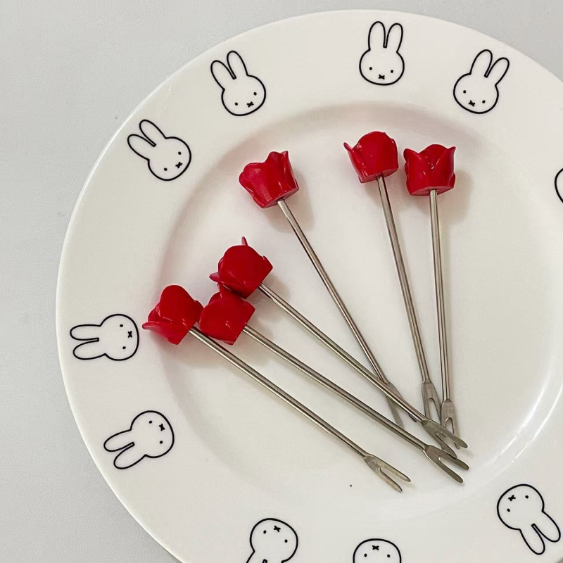 Set de furculițe din ceramică pentru fructe, pentru uz casnic, stil Nordic, cutie cadou portabilă pentru ceaiul de după-amiază