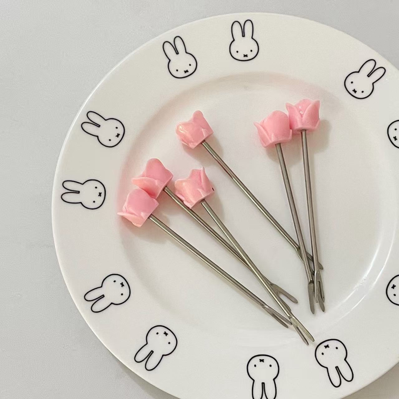 Set de furculițe din ceramică pentru fructe, pentru uz casnic, stil Nordic, cutie cadou portabilă pentru ceaiul de după-amiază