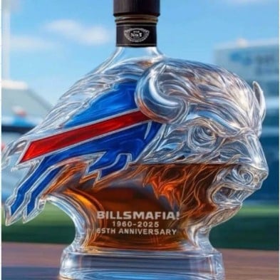 Decantor de whisky cu cap de taur, sticlă borosilicată albastră, 301–400 ml, stil modern minimalist