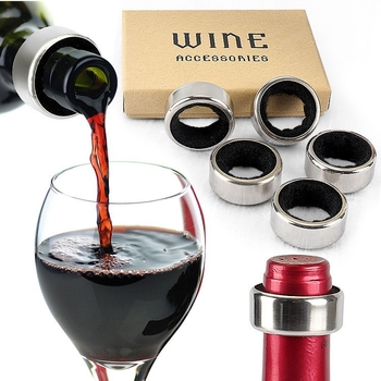 Inel din oțel inoxidabil cu interior catifelat, accesoriu pentru vin, inel anti-stropire