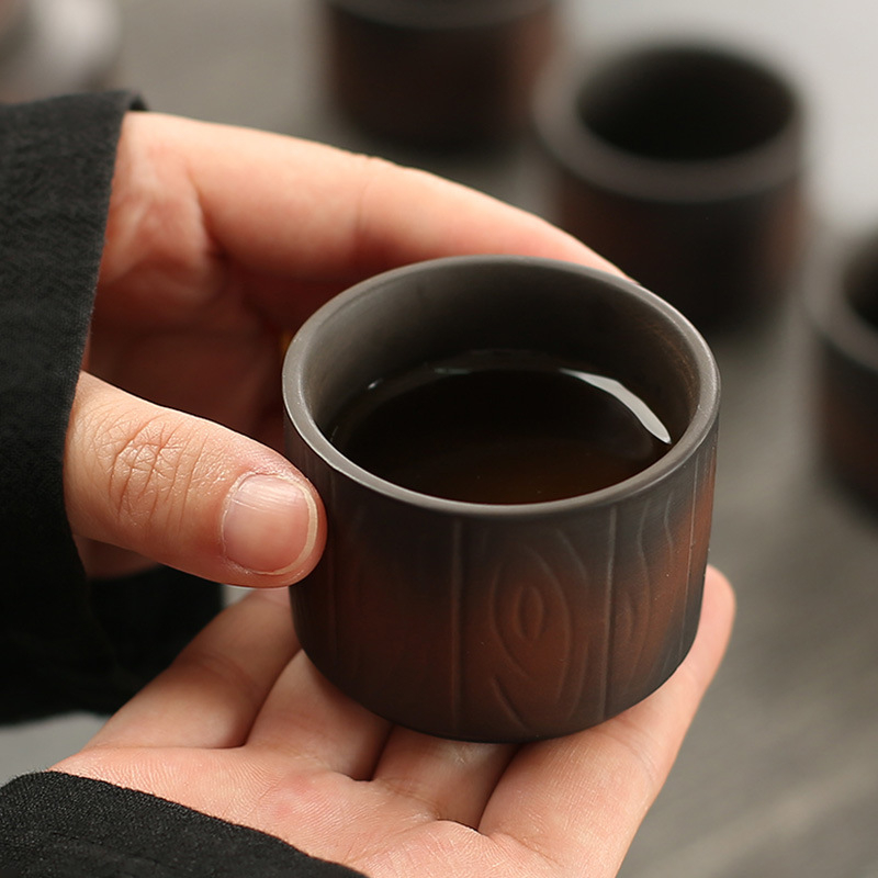 Set Kung Fu de ceai din argilă mov — ceainic ceramic cu bol acoperit, cutie cadou luxoasă