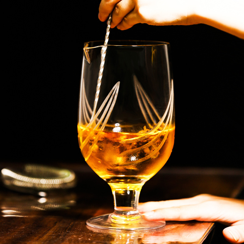Pahar înalt din cristal, stil japonez, pentru amestecarea cocktailurilor