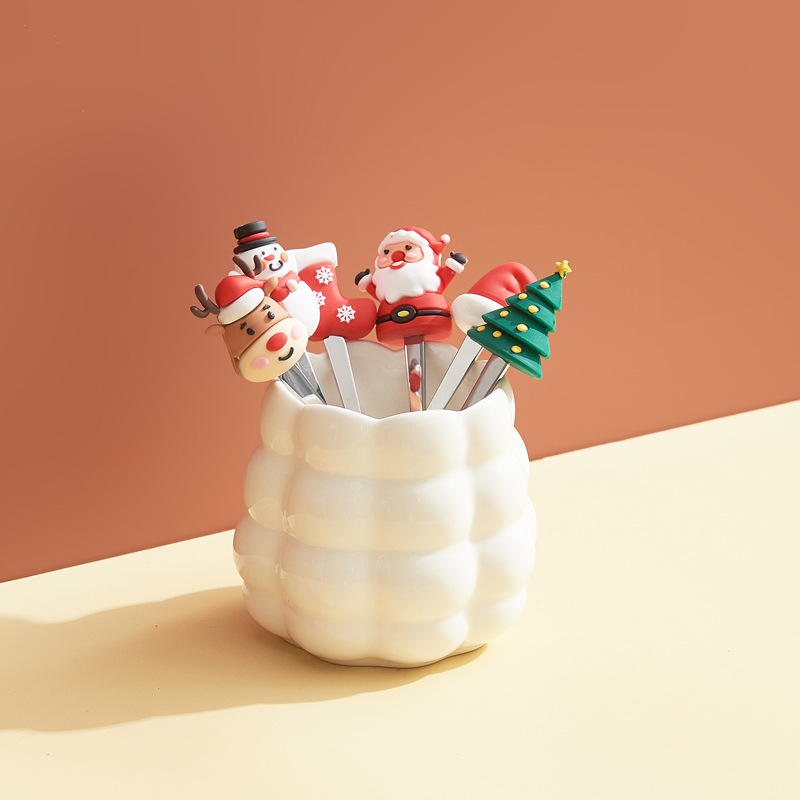 Set ceramic pentru fructe: furculițe și linguri, borcan de depozitare, decor pentru masă acasă, cadou pentru casa nouă
