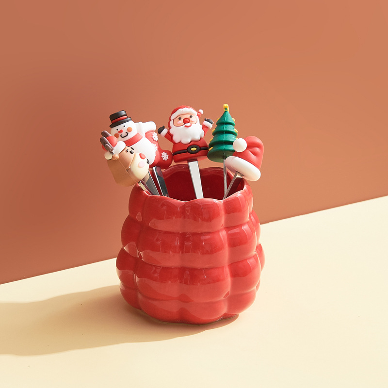 Set ceramic pentru fructe: furculițe și linguri, borcan de depozitare, decor pentru masă acasă, cadou pentru casa nouă
