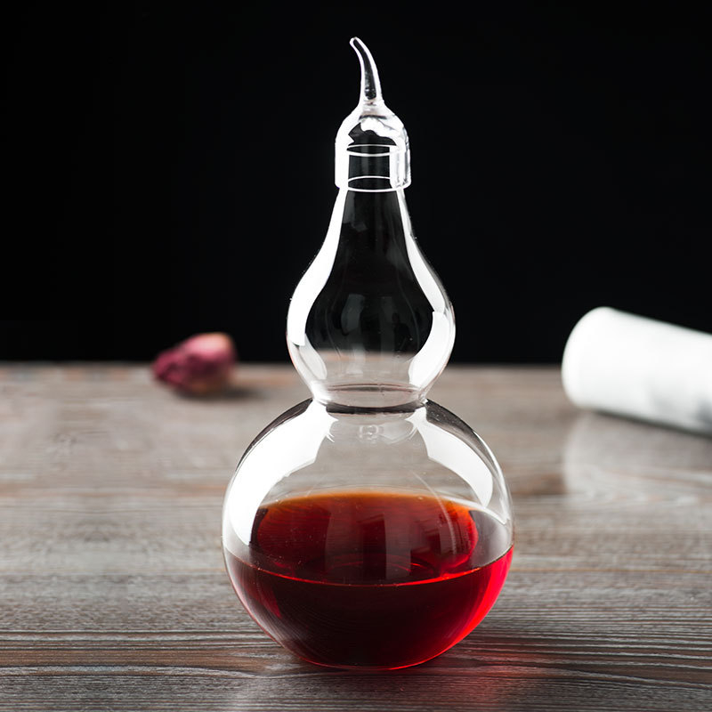 Decantor din sticlă, în formă de dovleac, turnat manual, 1000 ml+