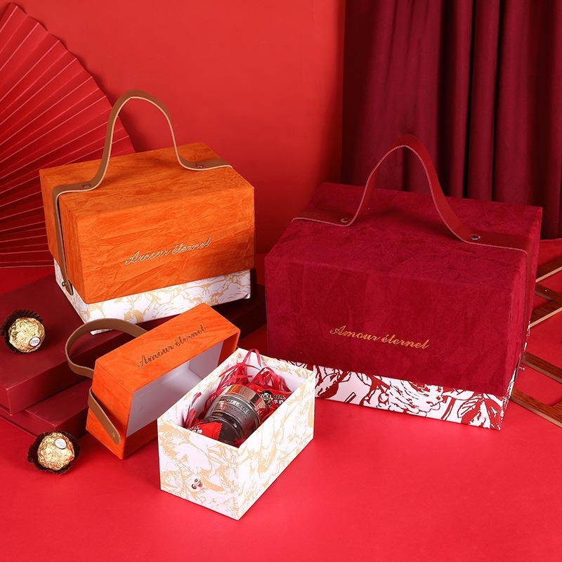 Cutie cadou pentru logodnă și nuntă, ambalaj de bomboane în stil european retro, cu ștampilă fierbinte, catifea de lux, cutie goală, 14x9x8 cm