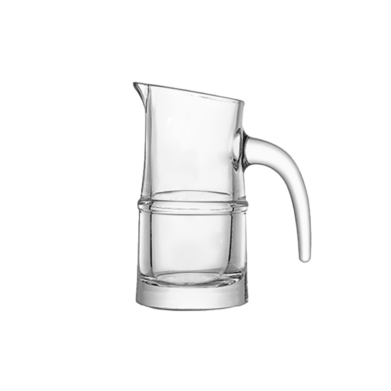 Set de lichior de 100 ml cu patru pahare de cristal, sticlă cu scară și dozator în stil bambus.