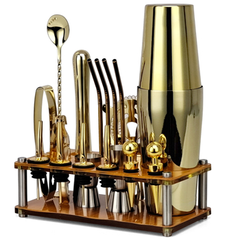 Set de 20 piese pentru bar, din acrilic, cu cadru inspirat din bambus