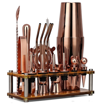 Set de 20 piese pentru bar, din acrilic, cu cadru inspirat din bambus