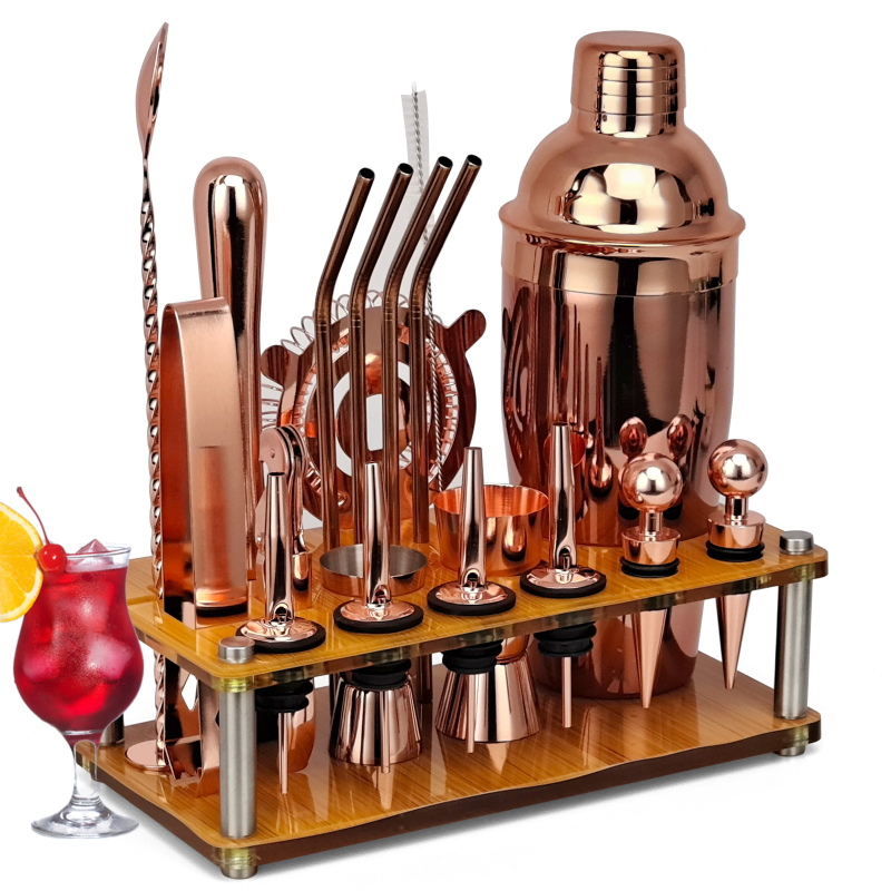 Set de 20 piese pentru bar, din acrilic, cu cadru inspirat din bambus