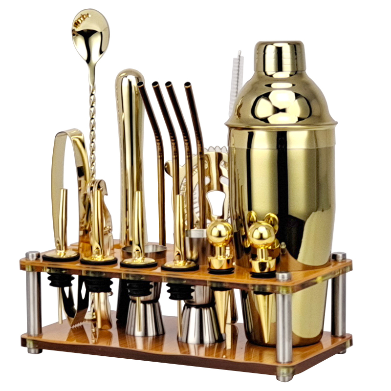 Set de 20 piese pentru bar, din acrilic, cu cadru inspirat din bambus