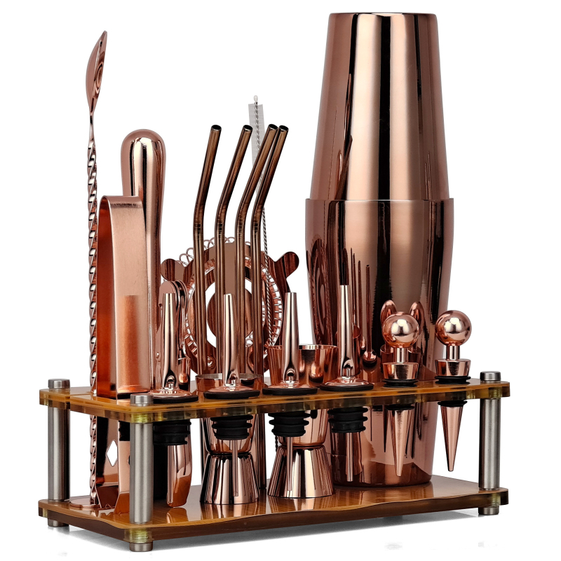 Set de 20 piese pentru bar, din acrilic, cu cadru inspirat din bambus