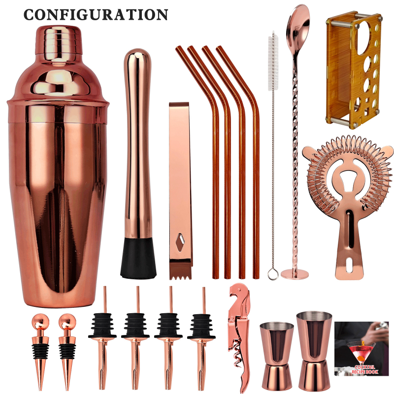 Set de 20 piese pentru bar, din acrilic, cu cadru inspirat din bambus