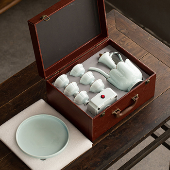 Încălzitor ceramic pentru vin, stil chinezesc, design vintage, în cutie cadou luxoasă
