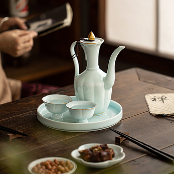 Încălzitor ceramic pentru vin, stil chinezesc, design vintage, în cutie cadou luxoasă