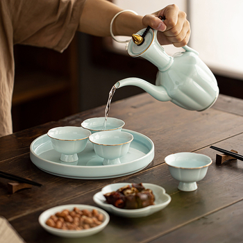 Încălzitor ceramic pentru vin, stil chinezesc, design vintage, în cutie cadou luxoasă