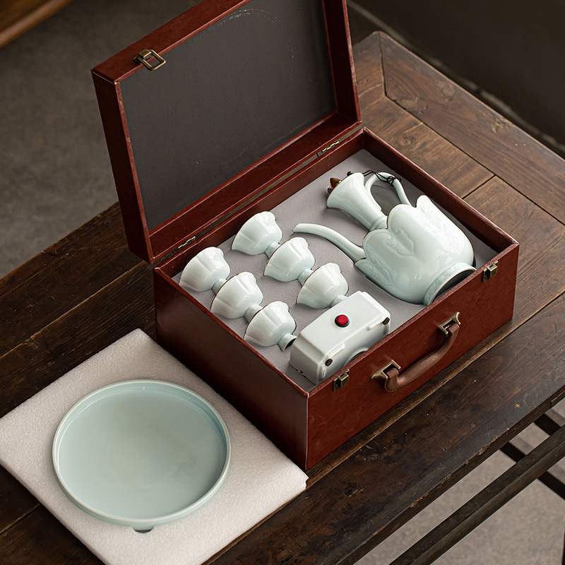 Încălzitor ceramic pentru vin, stil chinezesc, design vintage, în cutie cadou luxoasă
