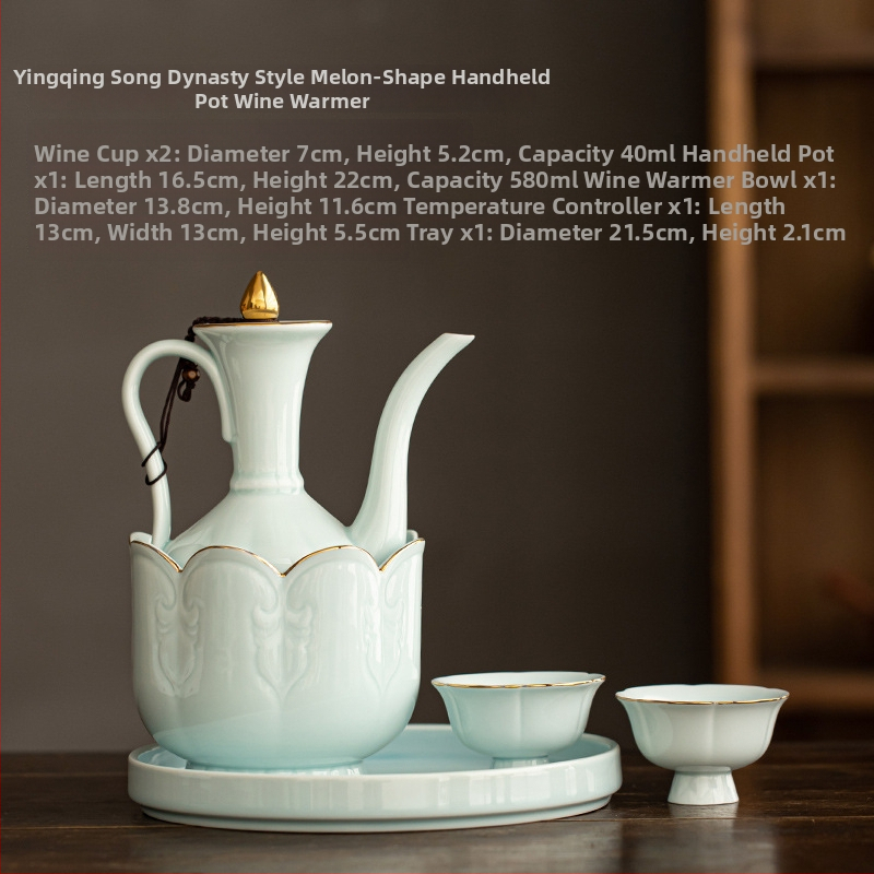 Încălzitor ceramic pentru vin, stil chinezesc, design vintage, în cutie cadou luxoasă