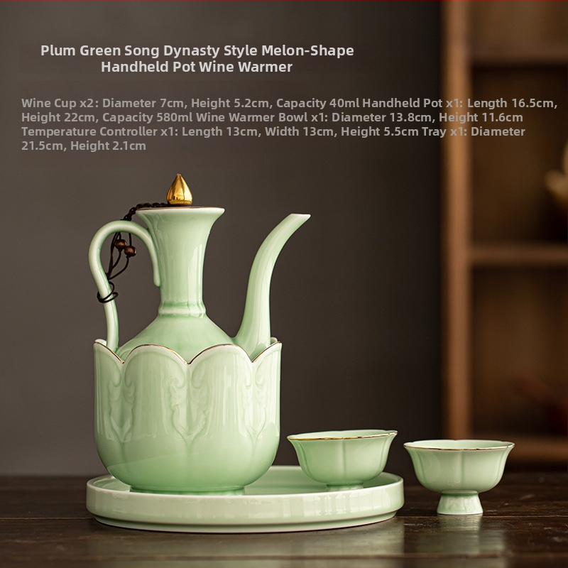 Încălzitor ceramic pentru vin, stil chinezesc, design vintage, în cutie cadou luxoasă