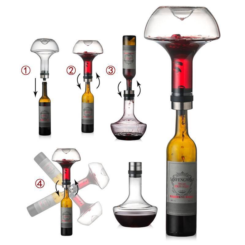 Decantor din cristal fără plumb, stil european, pentru aerare rapidă a vinului