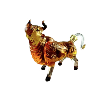 Decantor în formă de boul, cu design al celor douăsprezece zodii, din sticlă borosilikat de înaltă calitate, capacitate 501–600 ml